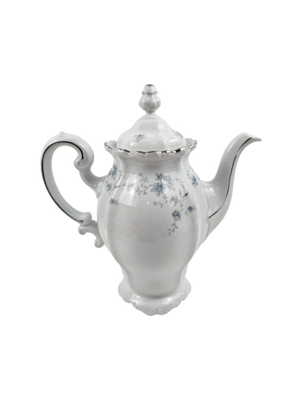 Johann Haviland Coffee Pot Blue Garland Bavaria Floral Design Platinum Trim